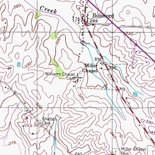 Topographic Map of Williams Chapel Cemetery, TN