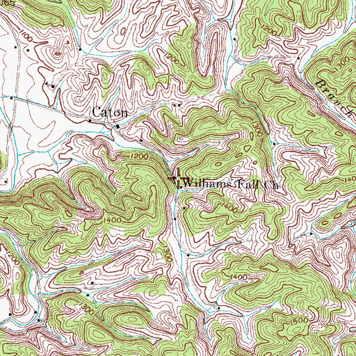 Topographic Map of Williams Fall Church, TN