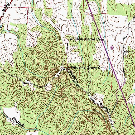 Topographic Map of Williams Grove Church, TN