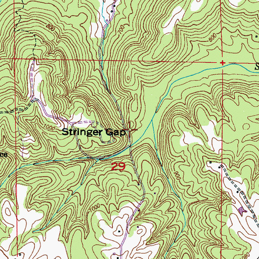 Topographic Map of Stringer Gap, AL