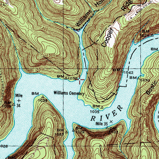 Topographic Map of Williams Hollow, TN