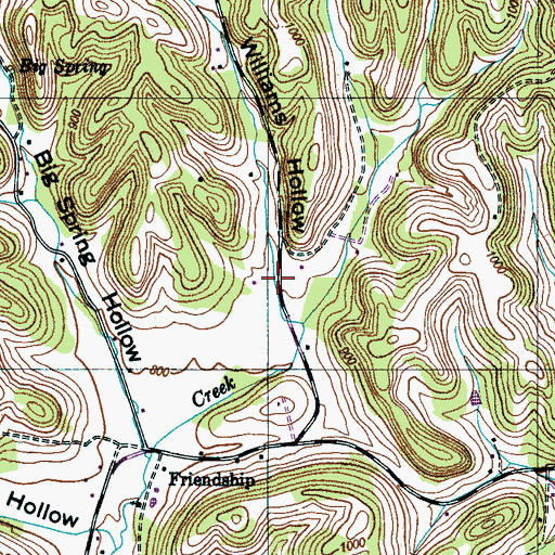 Topographic Map of Williams Hollow, TN
