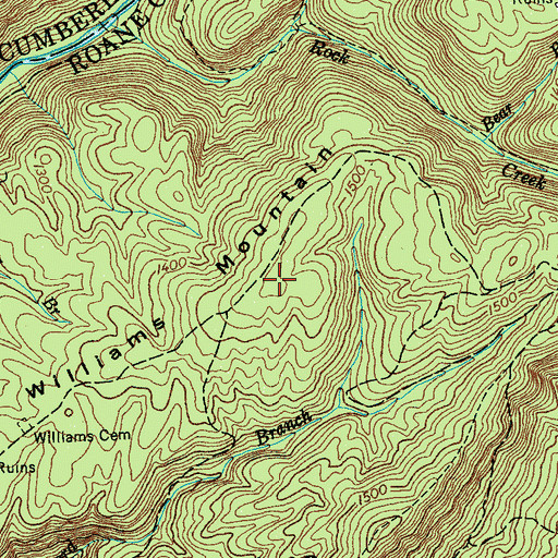 Topographic Map of Williams Mountain, TN