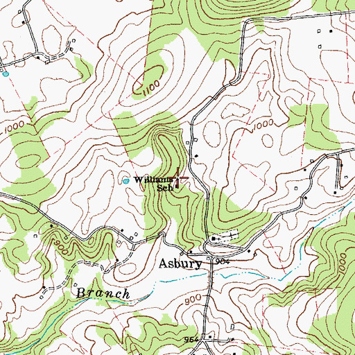 Topographic Map of Williams School, TN