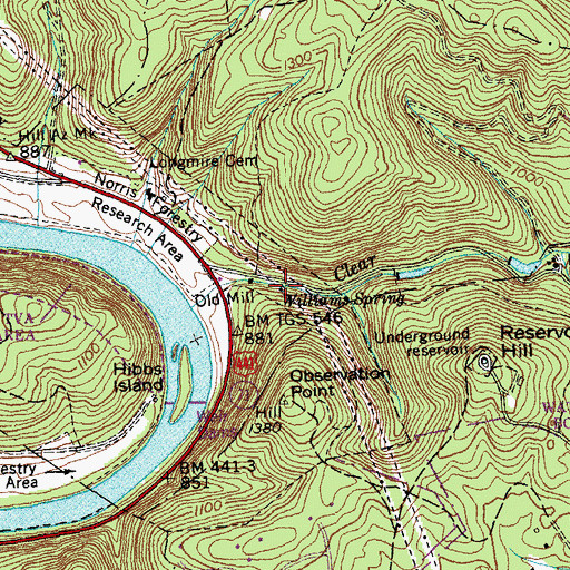 Topographic Map of Williams Spring, TN