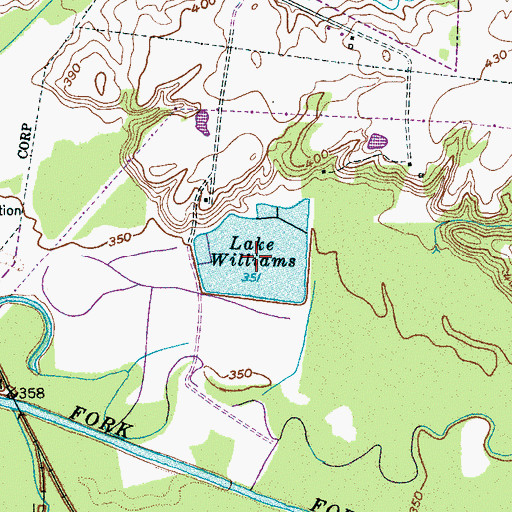 Topographic Map of Lake Williams, TN