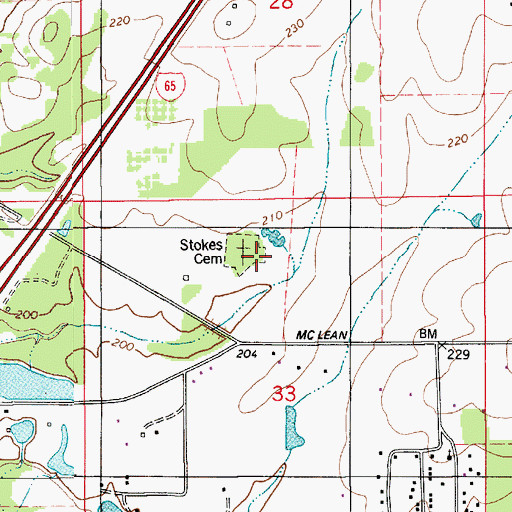 Topographic Map of Strokes Cemetery, AL