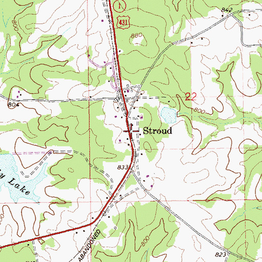 Topographic Map of Stroud, AL