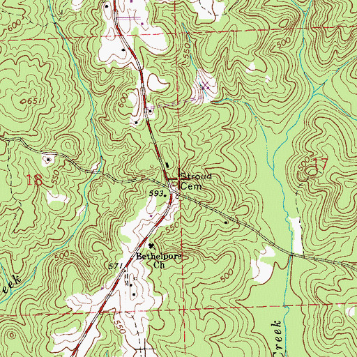 Topographic Map of Stroud Cemetery, AL