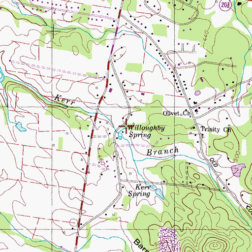 Topographic Map of Willoughby Spring, TN