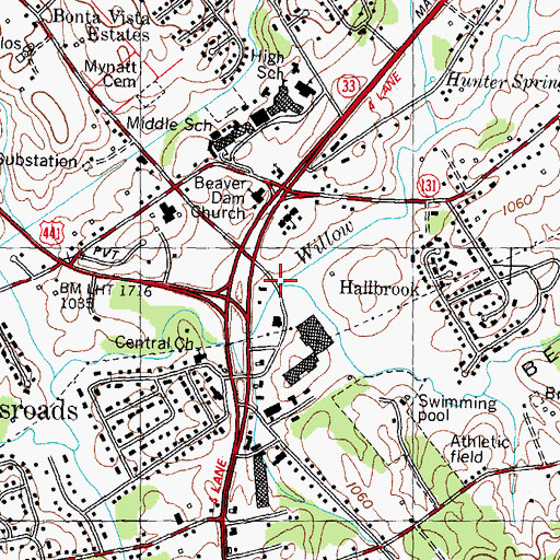 Topographic Map of Willow Fork, TN