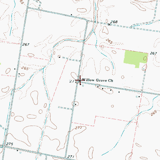 Topographic Map of Willow Grove Church, TN