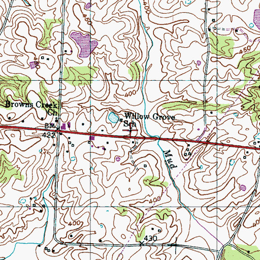 Topographic Map of Willow Grove School, TN
