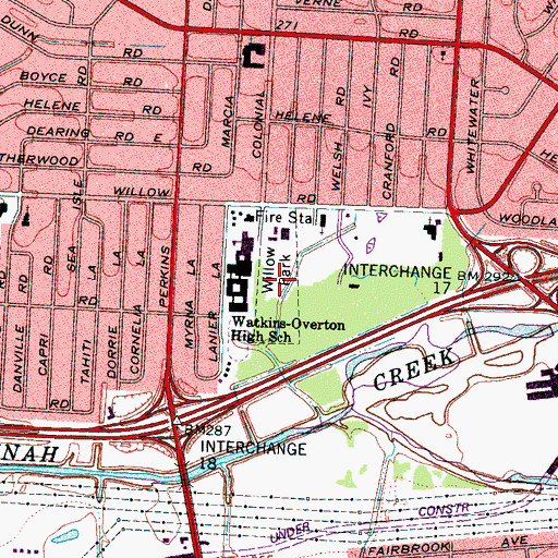 Topographic Map of Willow Park, TN