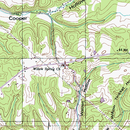 Topographic Map of Willow Spring Church, TN