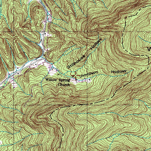 Topographic Map of Willow Spring Church, TN