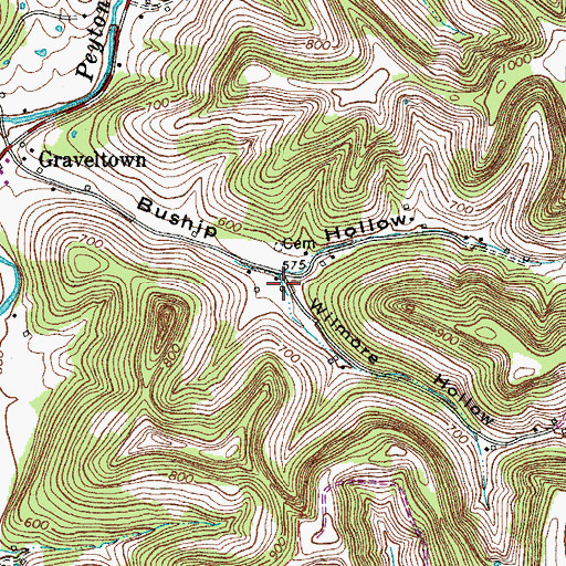 Topographic Map of Wilmore Hollow, TN
