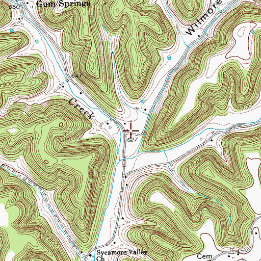 Topographic Map of Wilmore Hollow, TN