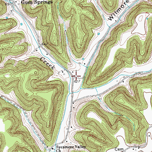 Topographic Map of Wilmore Hollow, TN