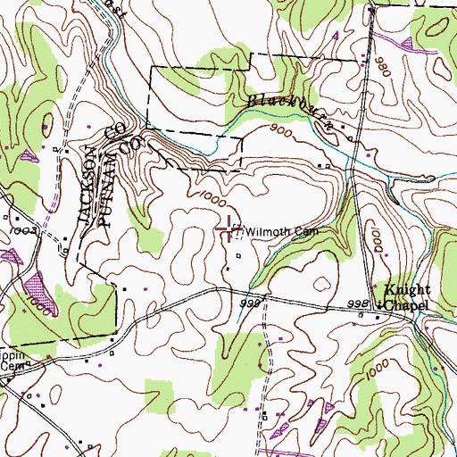 Topographic Map of Wilmoth Cemetery, TN