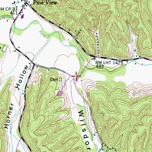 Topographic Map of Wilsdorf Hollow, TN