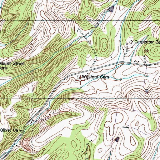 Topographic Map of Wilsford Cemetery, TN