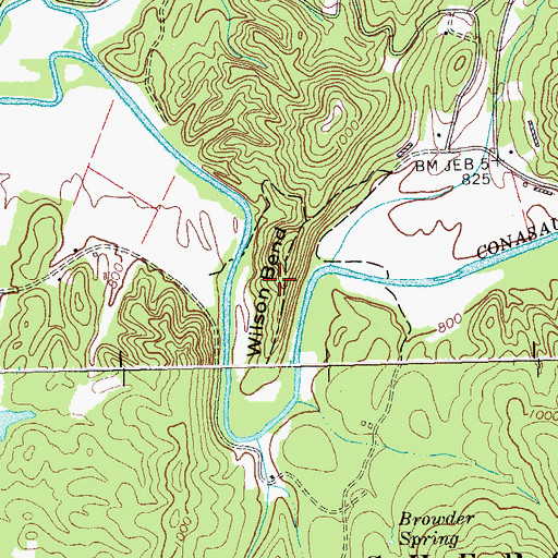 Topographic Map of Wilson Bend, TN