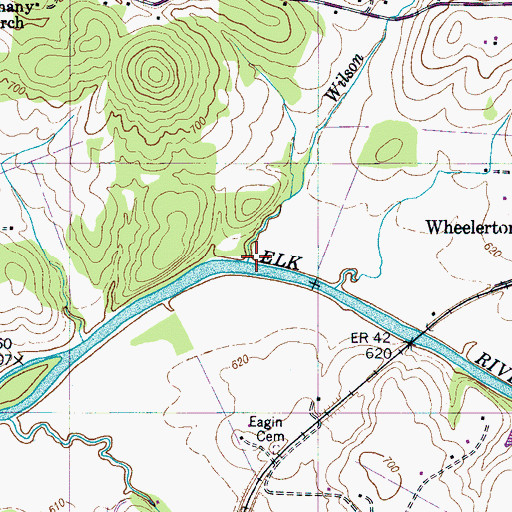 Topographic Map of Wilson Branch, TN