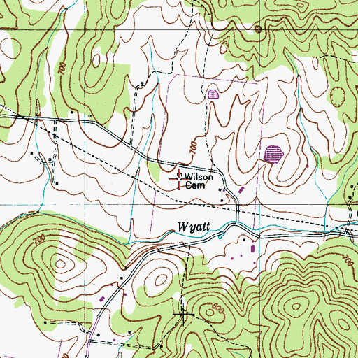 Topographic Map of Wilson Cemetery, TN