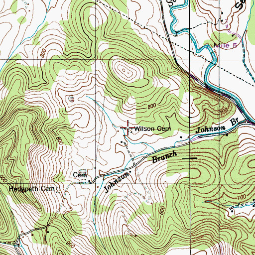 Topographic Map of Wilson Cemetery, TN