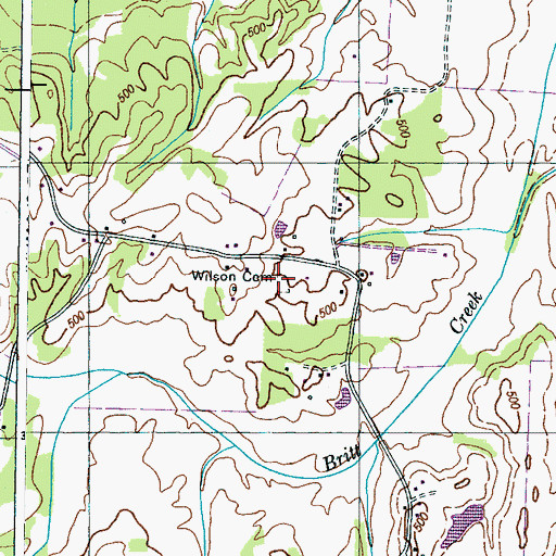 Topographic Map of Wilson Cemetery, TN