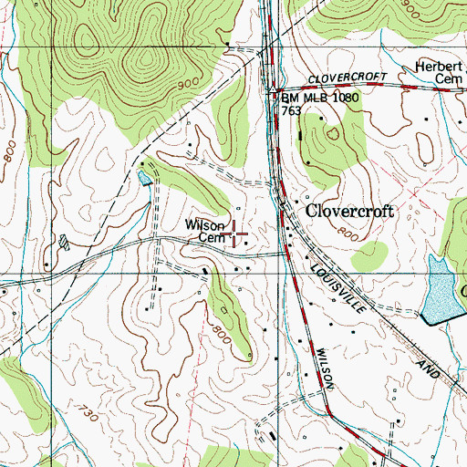 Topographic Map of Wilson Cemetery, TN