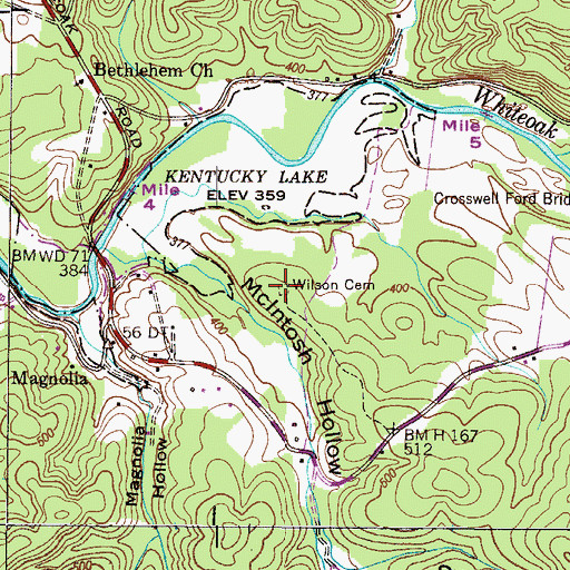 Topographic Map of Wilson Cemetery, TN