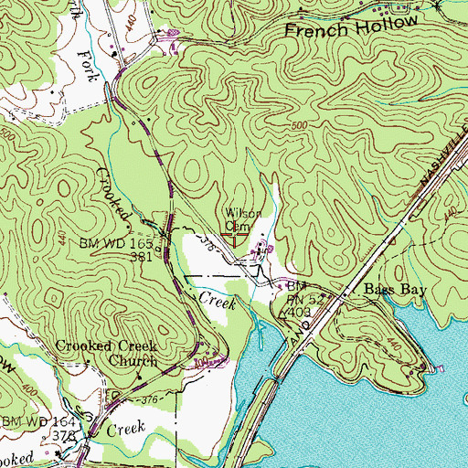 Topographic Map of Wilson Cemetery, TN