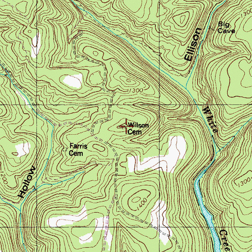 Topographic Map of Wilson Cemetery, TN