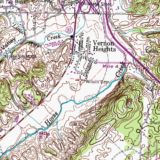 Topographic Map of Wilson Cemetery, TN