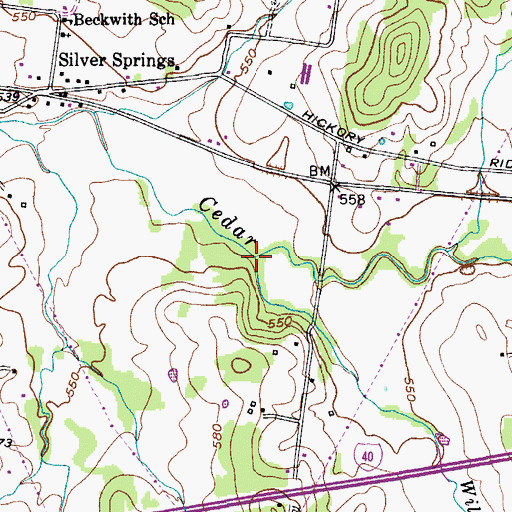 Topographic Map of Wilson Creek, TN