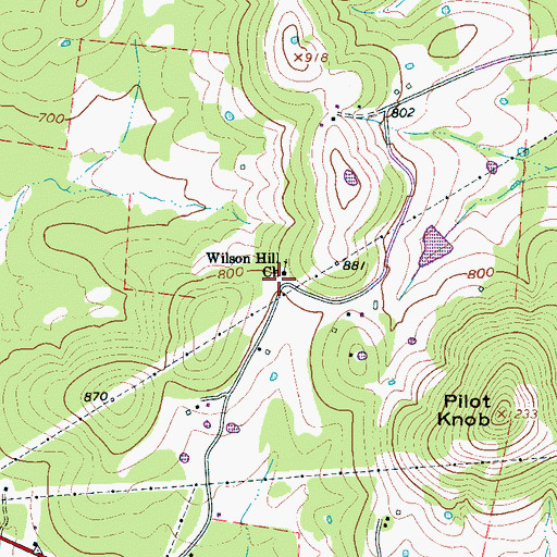 Topographic Map of Wilson Hill Church, TN