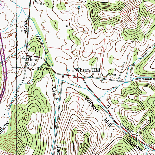 Topographic Map of Wilson Hill Hollow, TN