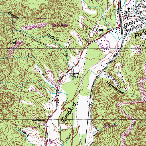 Topographic Map of Wilson Hollow, TN