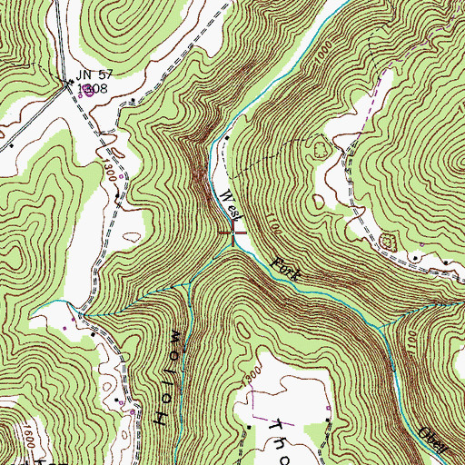 Topographic Map of Wilson Hollow, TN