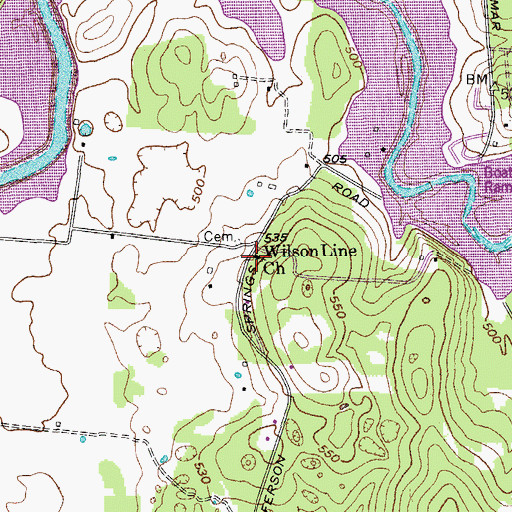 Topographic Map of Wilson Line Church, TN