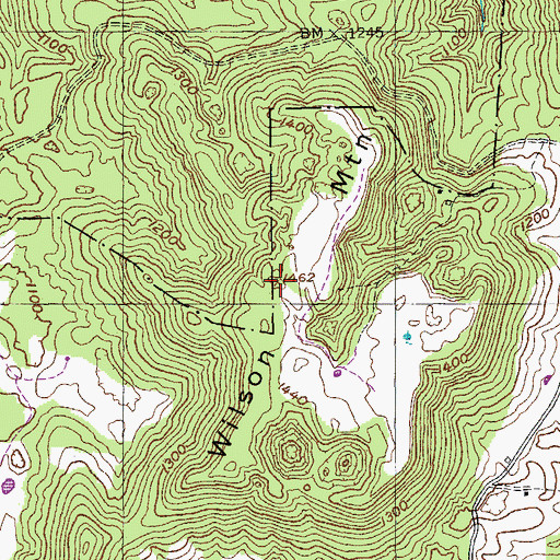 Topographic Map of Wilson Mountain, TN