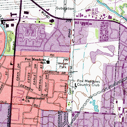 Topographic Map of Wilson Park, TN