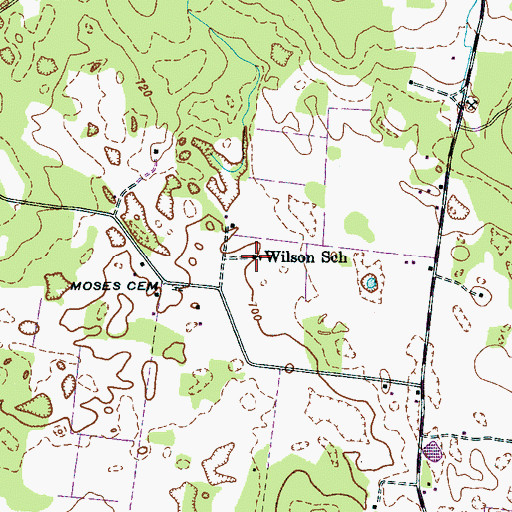 Topographic Map of Wilson School, TN