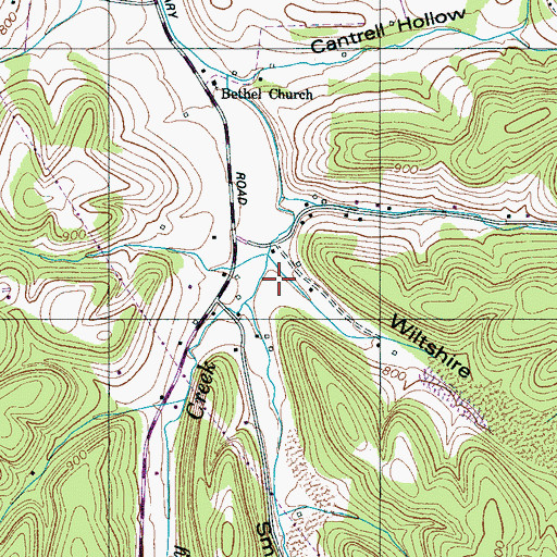 Topographic Map of Wiltshire Hollow, TN