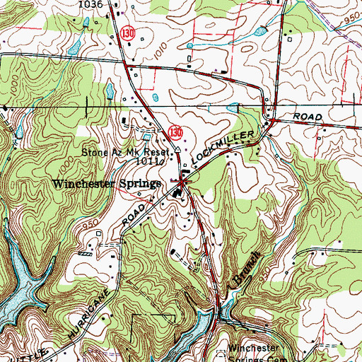 Topographic Map of Winchester Springs, TN