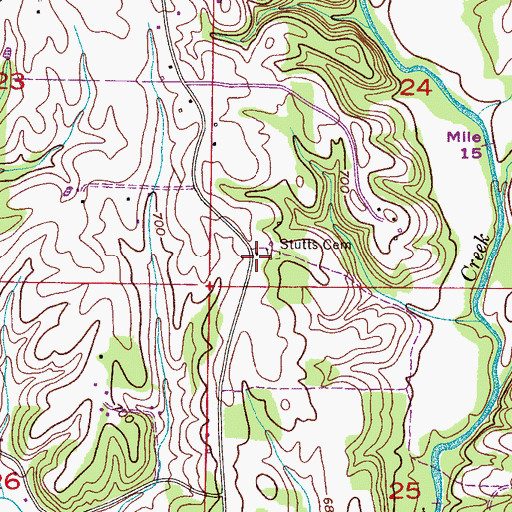 Topographic Map of Stutts Cemetery, AL