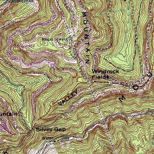 Topographic Map of Windrock Fields, TN