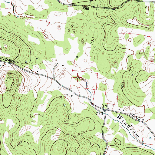 Topographic Map of Windrow Branch, TN